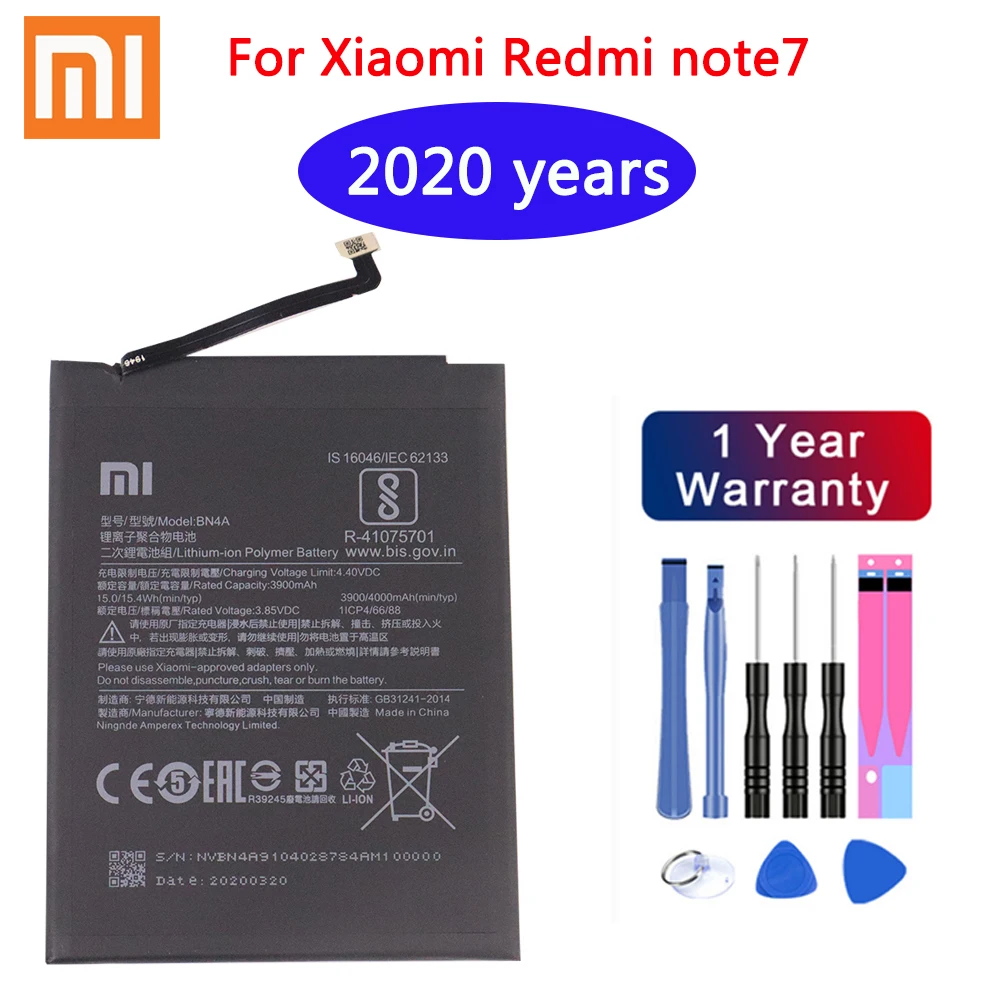 2020 Оригинальная батарея 4000 мАч BN4A аккумуляторы для телефонов Xiaomi Redmi Note7 Note 7 Pro