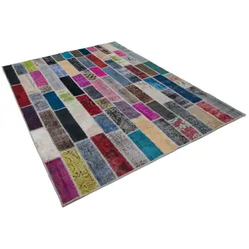 

182x242 Cm Multicolor Handmade Modern Patchwork Rug-6x8 Ft