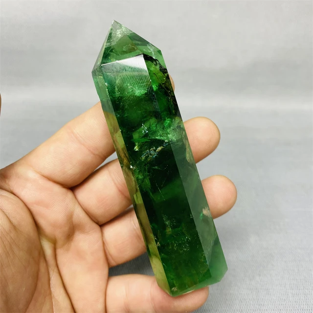 1 Kg Természetes Drágakő Smaragd Fluorit Kincs Kézzel Készített Szobor Hatoldalas Torony Otthoni Dekoráció Ajándék Kristály És Kőgyógyulás - Image 4