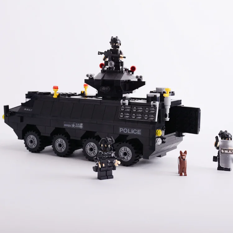 

HSANHE Assembled Small Particles Building Blocks Explosion-Proof Vehicle CHILDREN'S Toy Car Educational DIY Toy SWAT Command Car