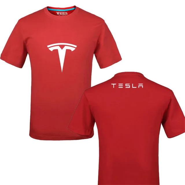 Забавная футболка с логотипом Tesla из хлопка с принтом Летняя Повседневная футболка унисекс футболки f - Цвет: 2