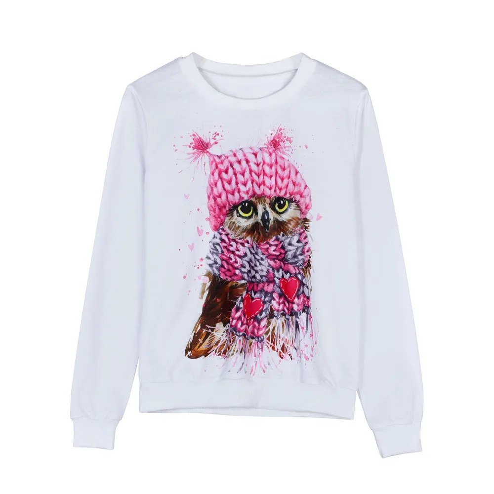 

Stylish Bar 2019 Autumn Owl Print Sweatshirt Pullover Women Kawaii Cartoon Loose Casual Sweatshirt Female Sudaderas Mujer Tops