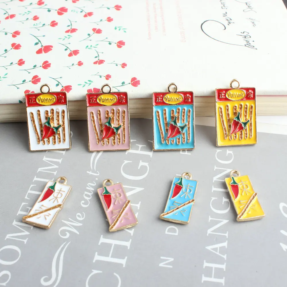 Rectangle Oil Drop Chili Pepper Fruit Colorful Alloy Charms 40pcs Gold Tone Enamel Jewelry DIY Floating Pendant Ornaments | Украшения и