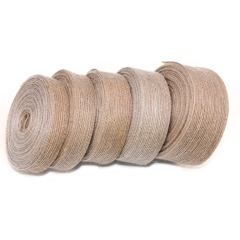 10M/roll 15-38mm Natural Jute Burlap Ribbon Hemp Ribbon Material Wedding Party Home DIY Gift Box Wrapping Belt Decoration Crafts