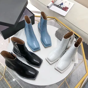 

Women Boots Square Head Ankle Boots Fashion Chelsea Boots Autumn Ladies Boots Celebrity Short Shoes Women женские босоножки