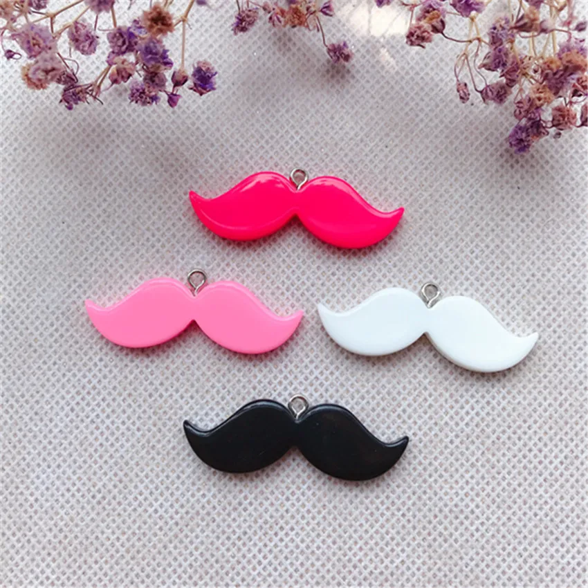 

10pcs Cute Multicolor Glitter Resin Flatback Moustache For Necklace Keychain Pendant DIY Making Accessories