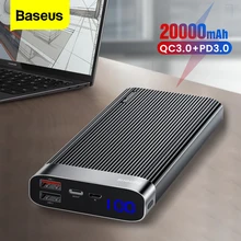Baseus 20000 mAh Charge Rapide 3.0 Puissance Banque 20000 mAh Type C PD QC3.0 Chargeur de Batterie Externe Portable Powerbank Pour Xiaomi Mi
