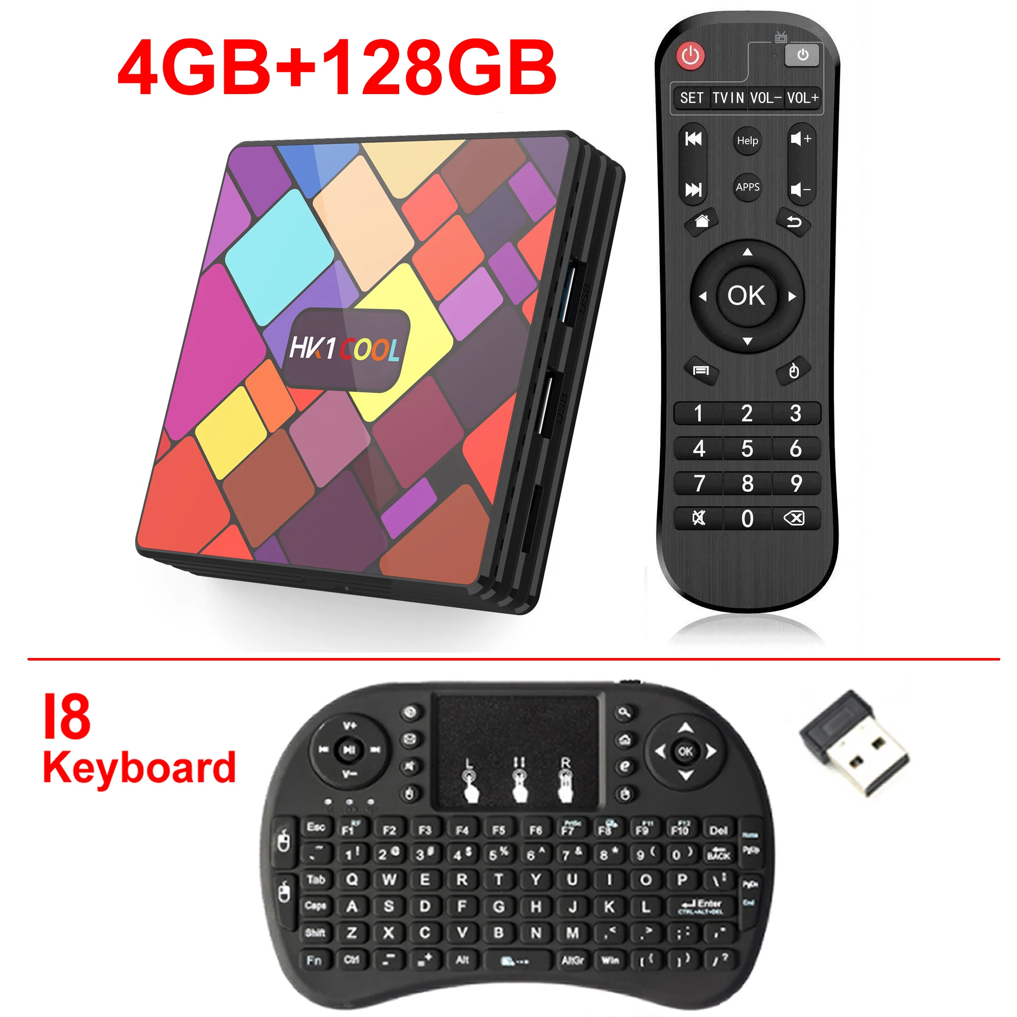 4GB 128GB and i8 HK1 крутой Android 9,0 Смарт ТВ приставка Rockchip RK3318 4 Гб ОЗУ 128 Гб ПЗУ BT4.0 5G двойной wifi 3D USB 3,0 HDR 4K телеприставка - Цвет: 4GB 128GB and i8