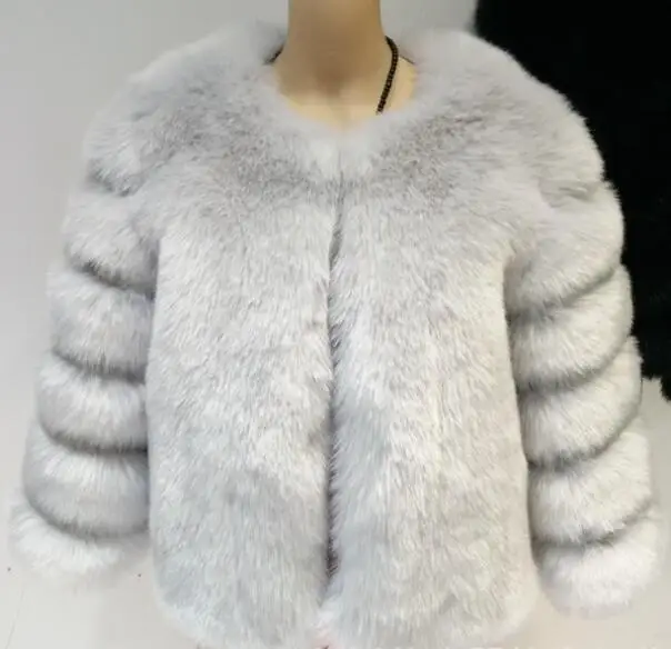 Зимнее пальто из искусственного меха, куртка из искусственного меха лисы, новая модная Шуба с круглым вырезом размера плюс - Цвет: Прозрачный