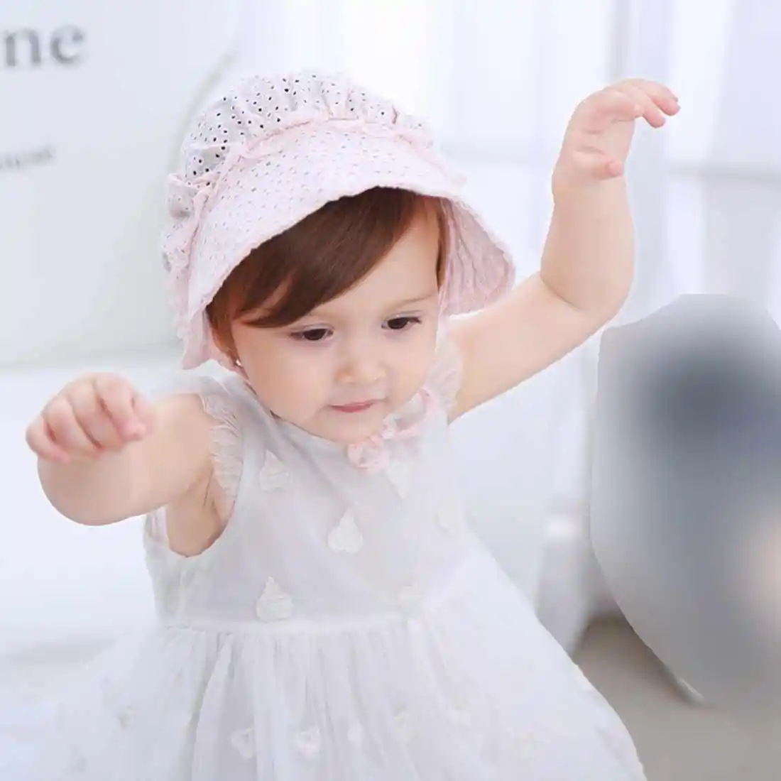 princess baby girl hat summer lace-up cotton baby bonnet enfant