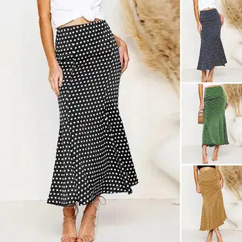 

2020 ZANZEA Stylish Printed Skirts Women's Asymmetrical Sundress Polka Dot Bodycon Skirts Female High Waist Robe Plus Size 5XL