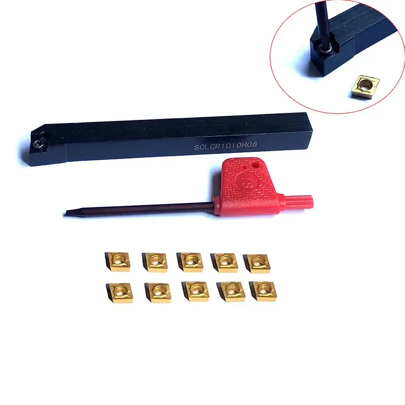 

1pc SCLCR1010H06 CNC Lathe Turning Tool Boring Bar + 10pcs CCMT0602 Inserts + 1pc Wrench