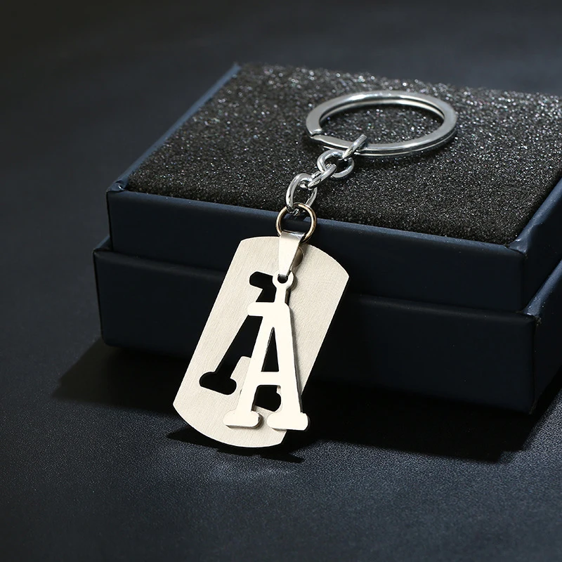 

Letters A-Z Metal Key Chain Unisex Silver Plated KeyChain Simple Letter Name Car Key Ring for Women Mens Practical Gift Drop