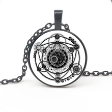  Retro Fantasy Magic Sigi Witchcraft Pattern Pendant Necklace Glass Cabochon Jewelry Necklace Men Women Accessories Gift Souvenir 