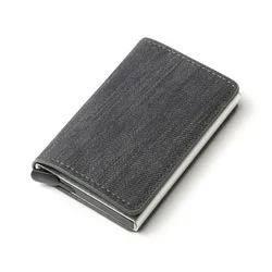 Business ID Credit Card Holder Men and Women Metal  Vintage Aluminium Box PU Leather Card Wallet Note Carbon