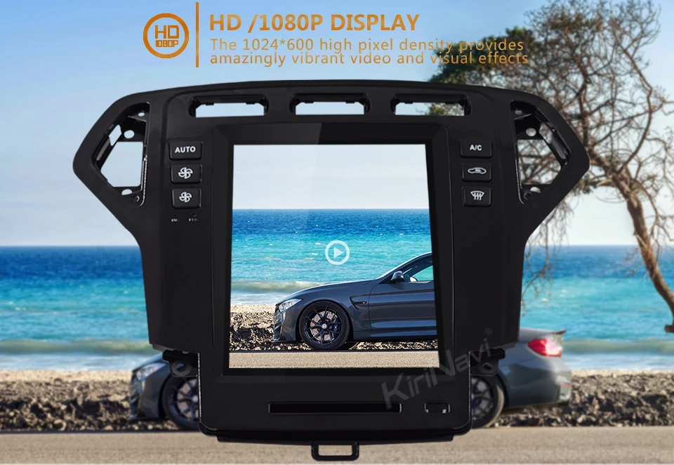 KiriNavi Vertical Screen Tesla Style 10.4" Android 8.1 Car Radio GPS Navigation For Ford Mondeo Car DVD Multimedia 4G 2007-2010