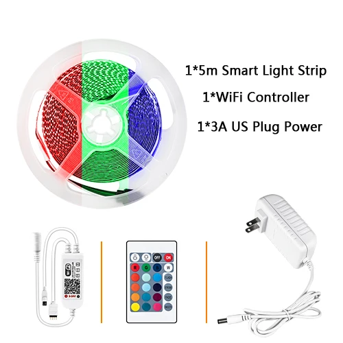 EeeToo WI-FI умный светильник RGB светодиодный ночной Светильник Диодная лента светодиодный RGB Гибкая полоса лампа ИК WI-FI контроллер DC12V ночной Светильник - Испускаемый цвет: Wifi Strip US Set