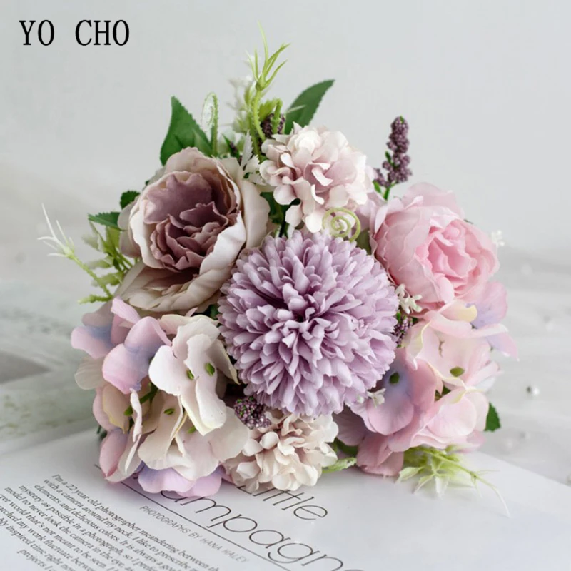 Wedding Bouquets Artificial Silk Rose Peony Flower