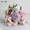 YO CHO Wedding Bouquet Artificial Silk Rose Peony Flower Bride Bouquet Pink Hydrangea Pompom Bud Vanilla Spike Wedding Supplies ► Photo 2/6