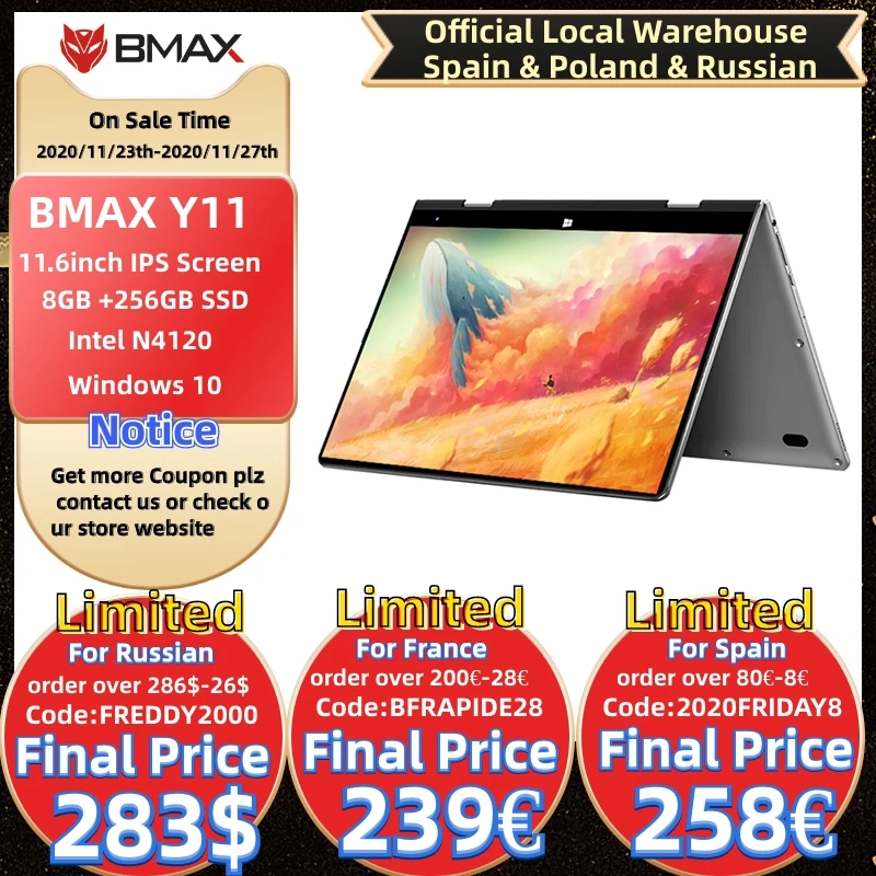 BMAX Y11 Laptop 11.6 Inch Quad Core Intel N4120