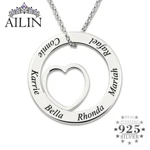 AILIN Heart Engraving Necklace Women 925 Sterling Silver Custom Necklace With Name Personalized Christmas Jewelry Gift For Lover