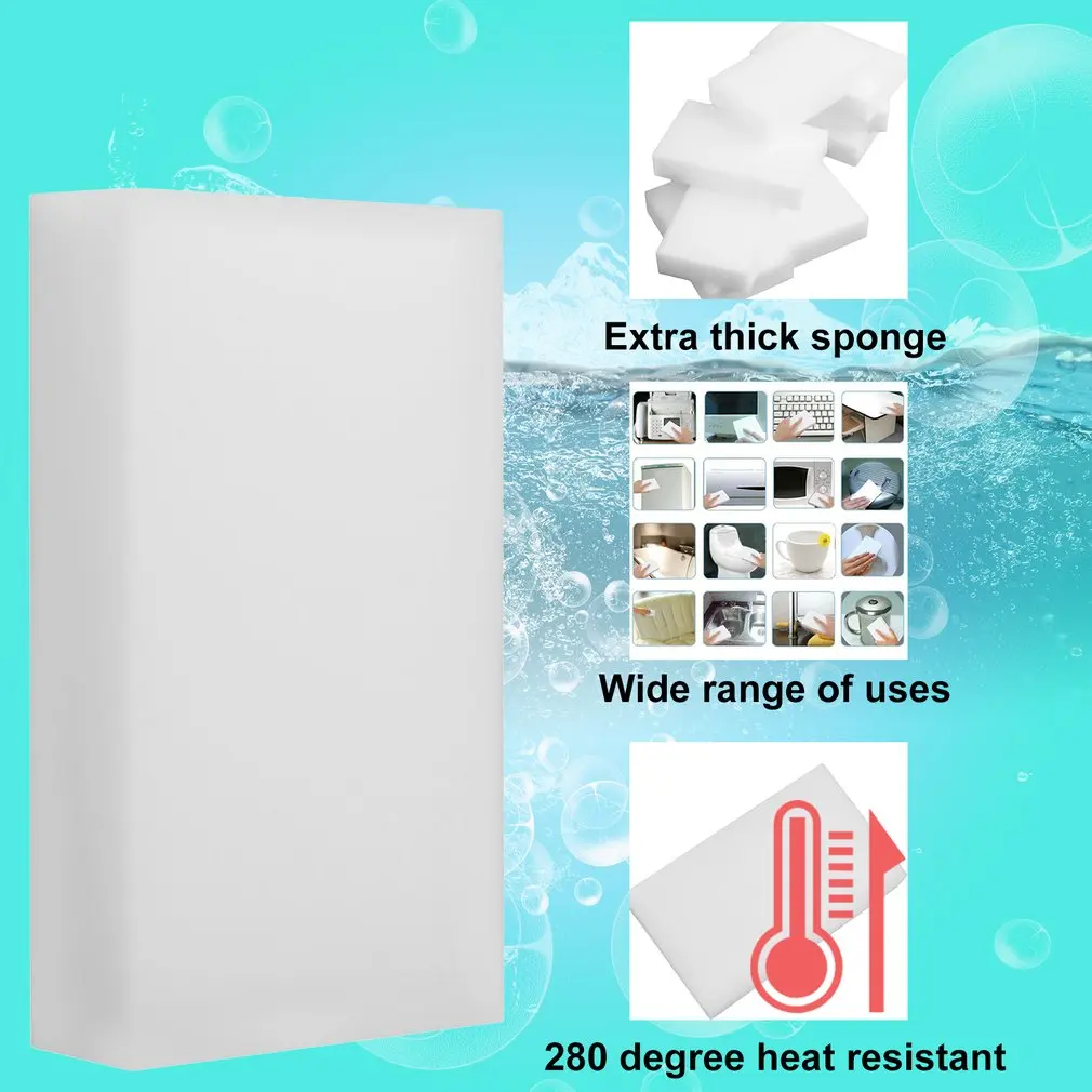 

100pcs Extra Thick Multi-Functional Magic Sponge Eraser Cleaner Universal Cleaner Kitchen Bathroom Cleaning Tools White