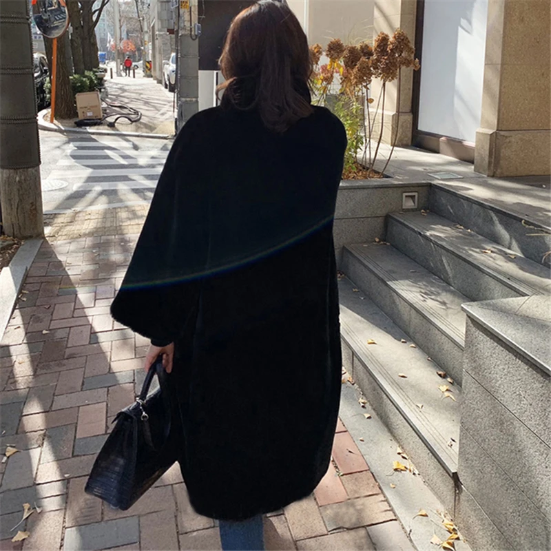 Водяное вельветовое пальто, длинное женское меховое пальто, Зимняя мода, новинка, стоячий воротник, длинный рукав, теплый мех, искусственный мех, пальто для женщин