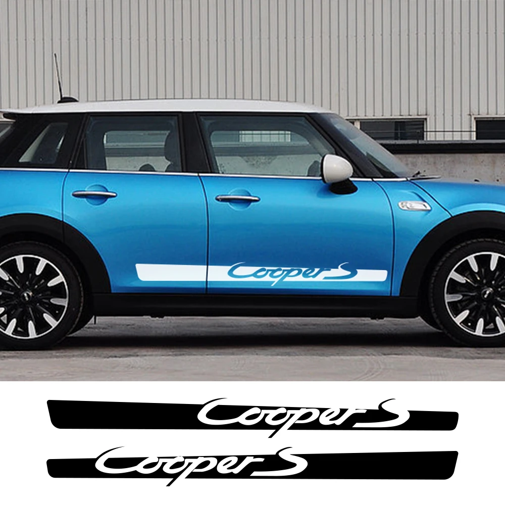 2 шт. стайлинга автомобилей сбоку полосатые наклейки для Mini Cooper R56 R57 R58 R50 R52 R53 R59 R61 R60 F60 F55 F56 F54 виниловые аксессуары «сделай сам»