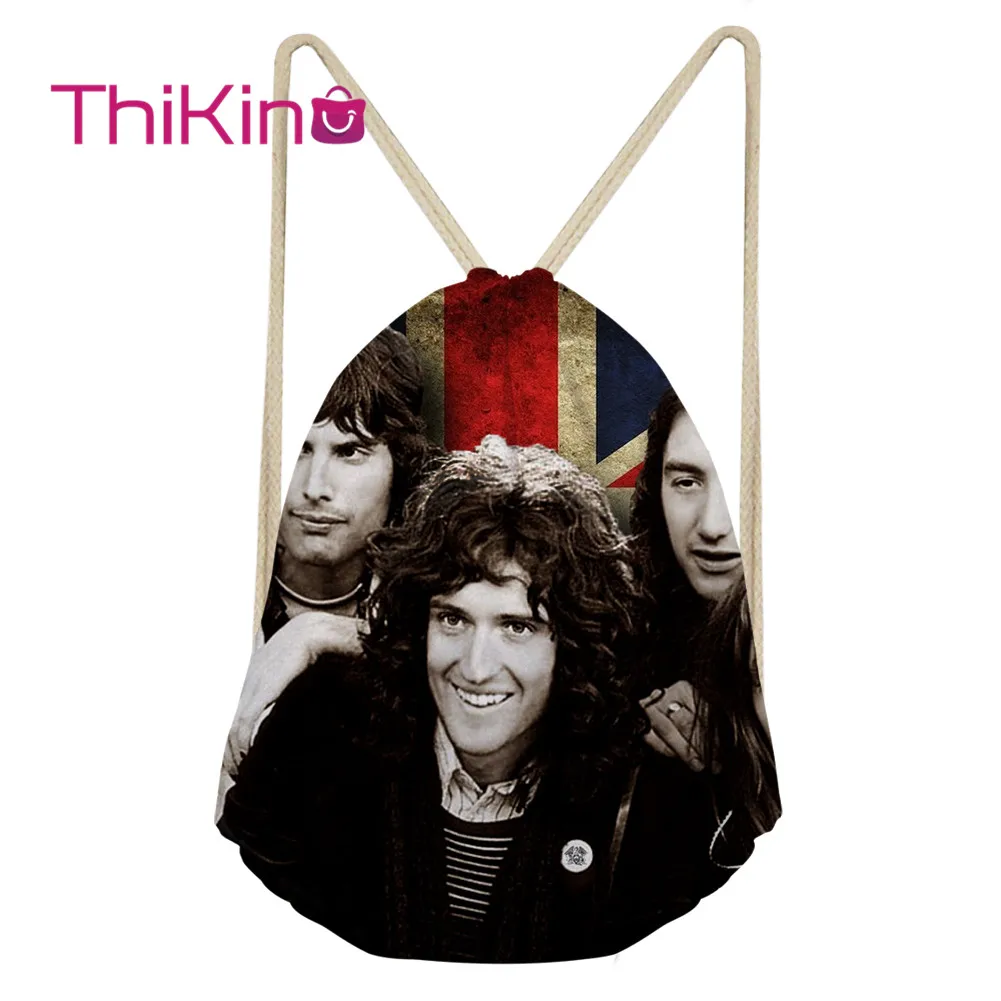 Thikin Rock The queen Band, повседневный мешок на завязках, сумка для мальчика, рюкзак для путешествий, мягкая женская пляжная сумка со шнурком