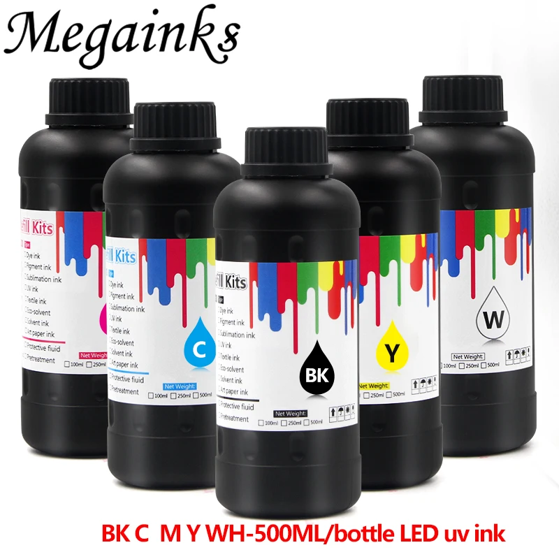 

Megainks using for XP600 Hard LED UV Ink 500ML set for Epson XP600 Printhead for Epson modified Printer