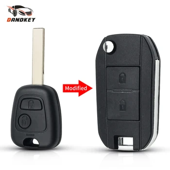 

Dandkey 10pcs 2 Buttons Car Replacement Modified Flip Remote Key Shell For Citroen C1 C3 For Peugeot 307 Uncut Blank Blade Key