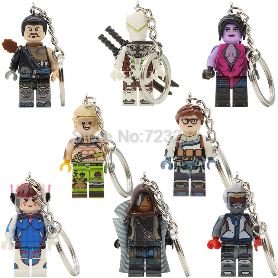 

Single OW SOLDIER 76 Genji Widowmaker Figure Keychain D.Va Hanzou Mei Set JunkRat Ana Amari Building Blocks kits Brick Toys