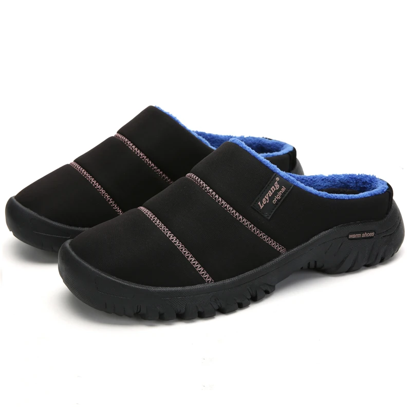 black blue B Лидер продаж, сохраняющие тепло мужские зимние ботинки для мужчин, теплые водонепроницаемые ботинки на меху для дождливой погоды плюшевые Мужские Зимние ботильоны, Botas Masculina, размер 47 - Цвет: black blue B