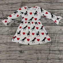 Детская одежда на День Святого Валентина; вечерние платья с длинными рукавами для маленьких девочек; сезон весна-лето; платье с оборками; весенне-летняя детская одежда; детское платье