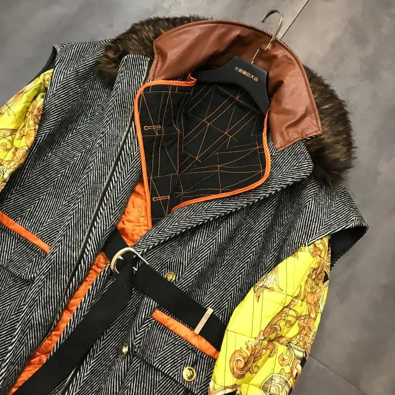 DEAT зимний меховой кожаный жилет с капюшоном хлопковое пальто Женская куртка комплект из двух предметов MH269
