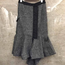 Новая осенняя и зимняя Женская дикая Свинг нерегулярная рыбий хвост юбка 1011