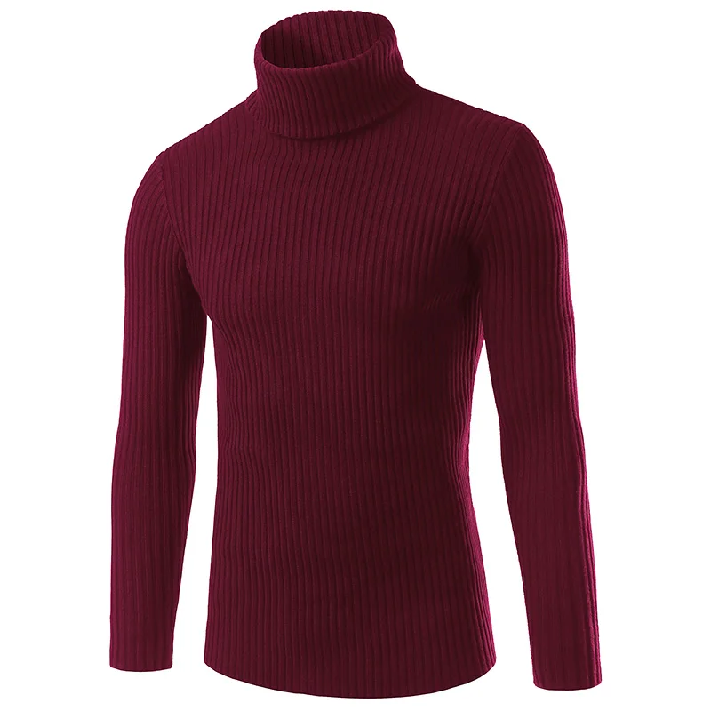 Осенний и зимний Модный повседневный мужской свитер приталенный мужской брендовый вязаный пуловер с высоким воротником M-3XL