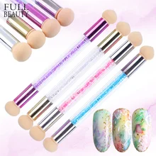1 pçs cabeça dupla gradiente escovas de unhas espelho glitter lidar com acrílico polonês picker caneta manicure manchas blooming esponja ch945(China)