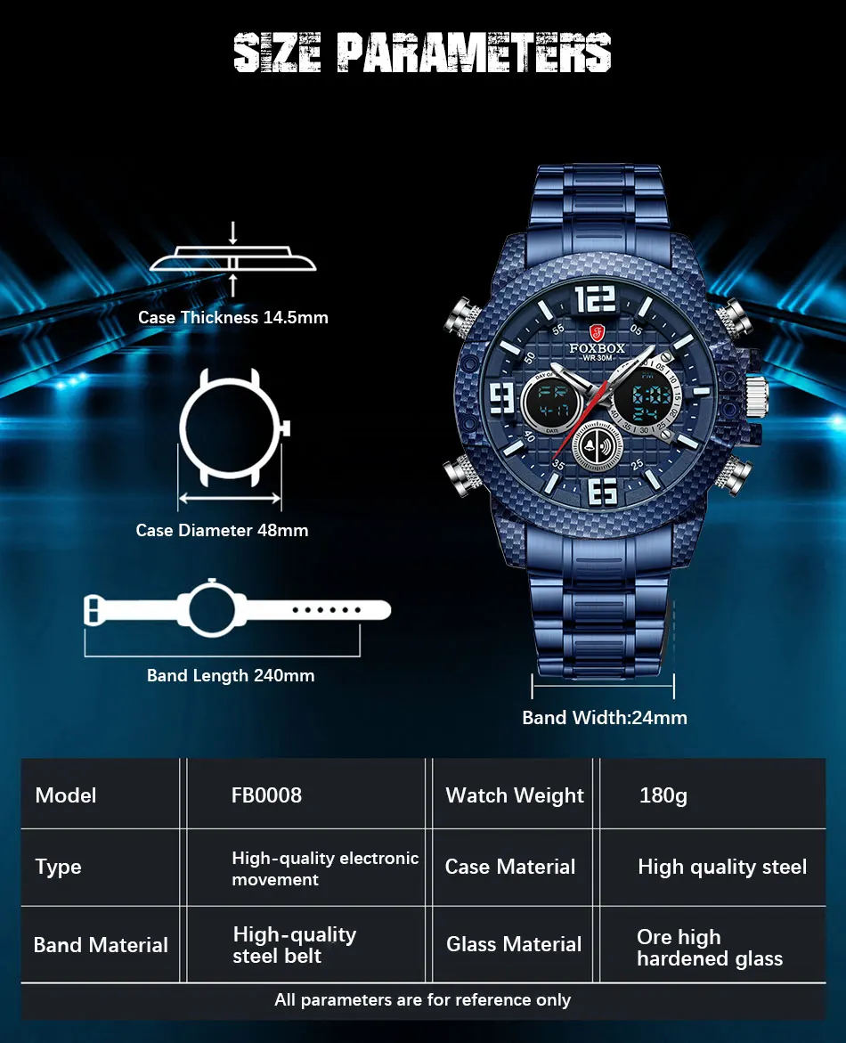 2021 orologio Fox di marca da uomo cassa in fibra di carbonio orologi sportivi al quarzo da uomo orologio da polso digitale impermeabile militare Clcok_voghion.com