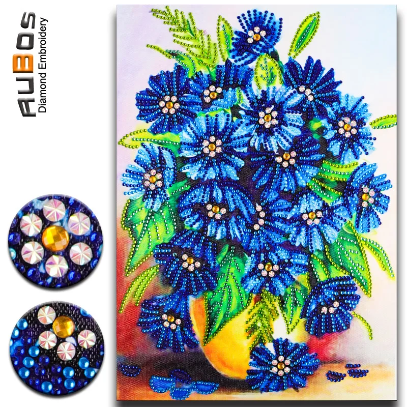 DIY 5D Diamond Painting Blue Daisy Flowers Embroidery Art Dotz Gem Paint Bead Crystal Rhinestone Drill Picture Kits for Adults (2)