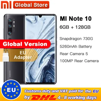 

New Global version Xiaomi Note 10 6GB 128GB 108MP Penta Camera Smarphone 5260mAh Battery 10x Optical Zoom Double Curved Screen
