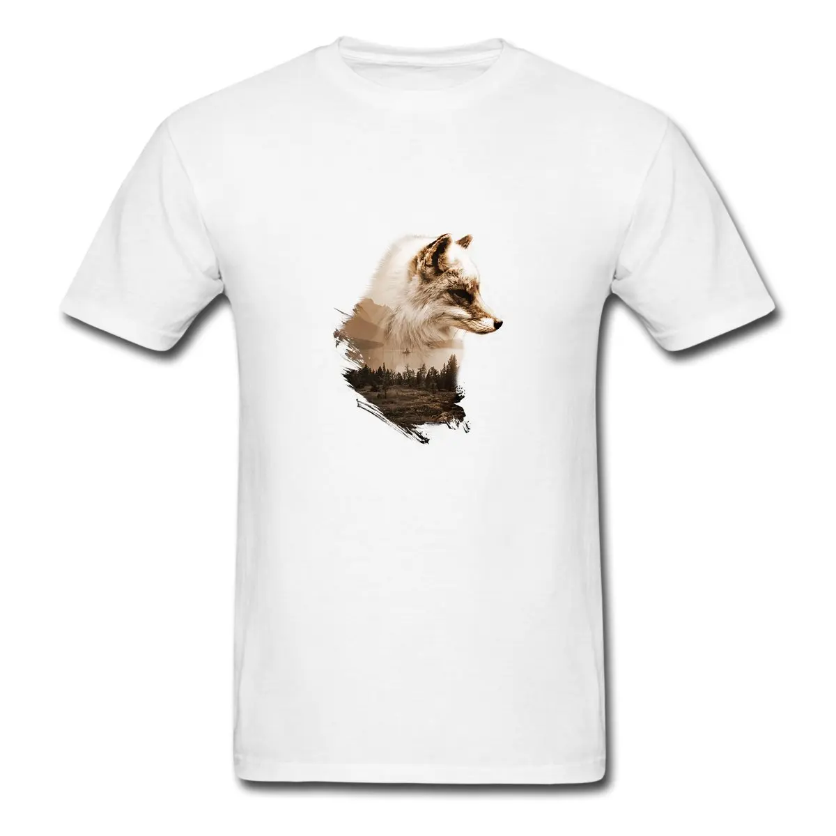 FGHFG Forest Fox Mens Cotton Solid Color Tee t Shirts Unisex men women shirt | Мужская одежда