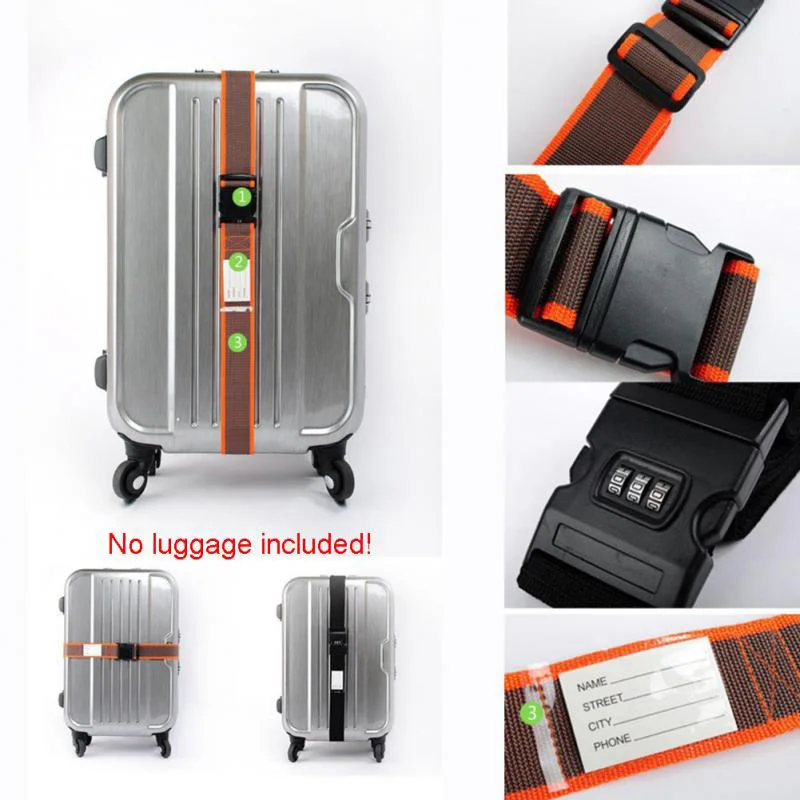 

Newly 3 Pcs Suitcase Straps Travelling Backpack Bag Luggage Adjustable Safe Belt with Buckle