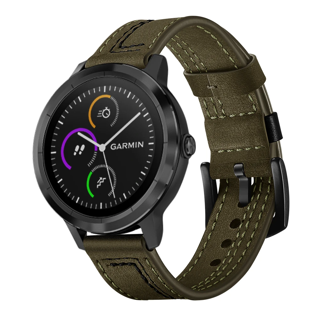 UEBN 20 мм кожаный ремешок для Garmin Venu Vivoactive 3 HR Move 3 Forerunner 245 645 сменный Браслет для часов