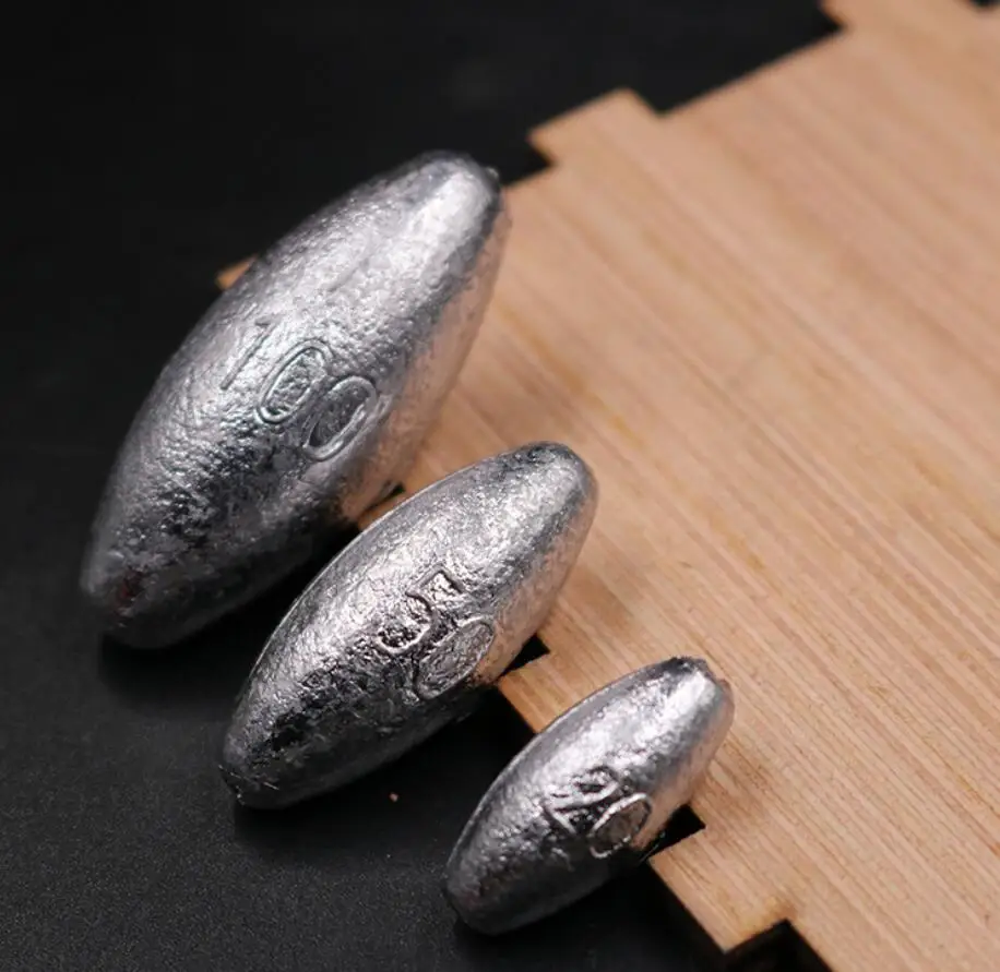 

10-100g Lead Sinkers Water Droplets Lead Weights Oval Split Shot Olive In Line Fishing Tackle Accessorie