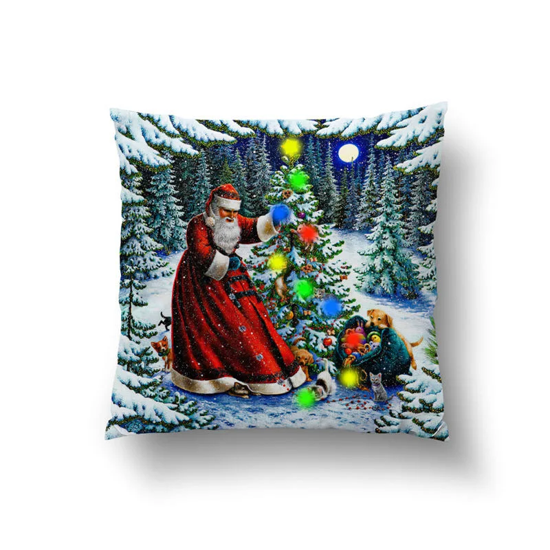 Креативный светодиодный Рождественский Синий чехол для подушки сказочные огни Короткие Плюшевые наволочки для подушки Рождественский Декор подарки чехол для подушки - Цвет: E