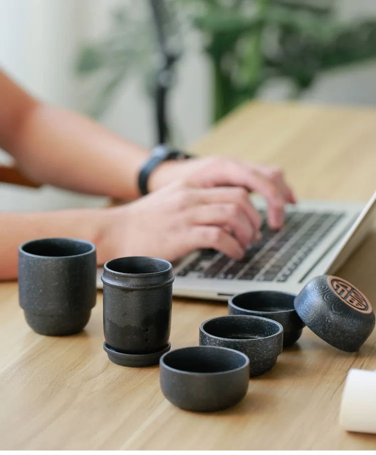 TANGPIN черная посуда керамическая чайник с 4 чашками чайные наборы портативный дорожный чайный сервиз набор