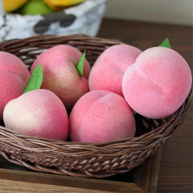 30pcs Foam Peach Artificial Fruit Model Fake Pink Peach for Wedding Party Home Photography Tool Decorative