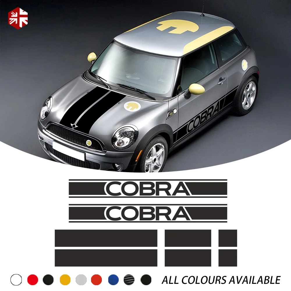 Car Hood Bonnet Roof Rear Trunk Engine Cover Side Stripe Sticker Body Decal For MINI Cooper S R56 3-door JCW One Accessories