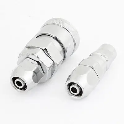 

Pneumatic Pipe Fittings Metal Straight Air Quick Coupler Silver Tone SP30+PP30
